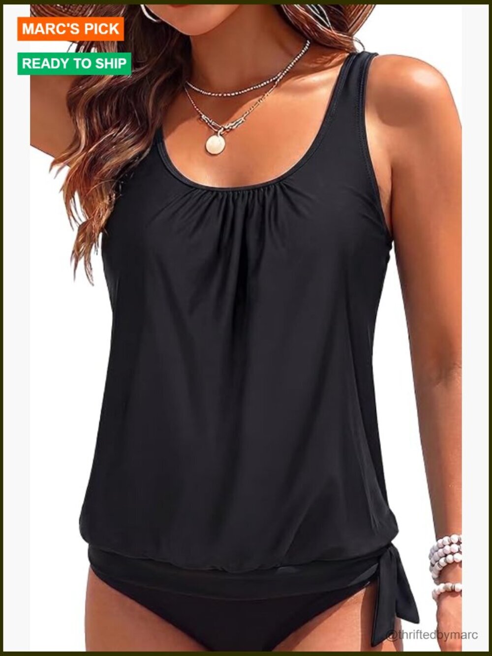 Blouson Tankini Top Only Loose Fit Modest Swimsuit Top